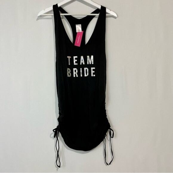 Xhilaration Women’s Team Bride Ruched Swim Cover Up Racerback Tank Black NWT - Picture 1 of 8